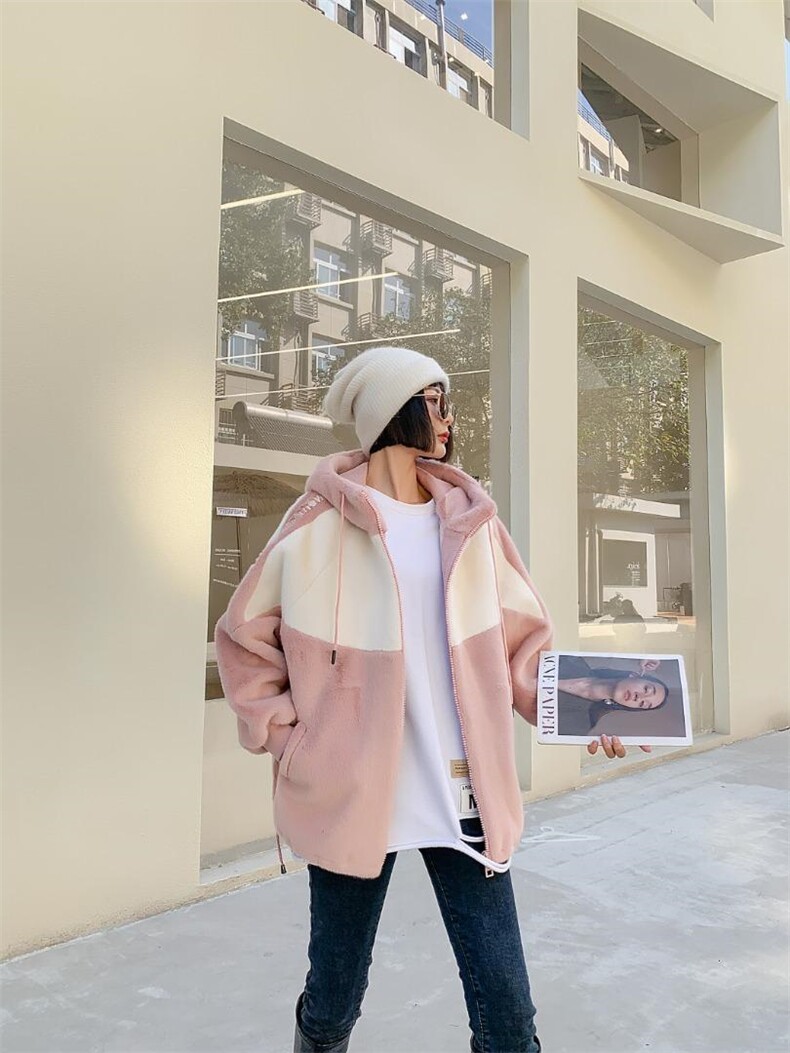 撞色貂毛外套，其它，韩外