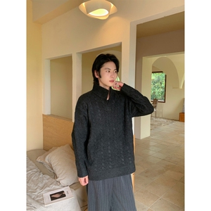 网图现货 美式复古麻花毛衣男款秋冬慵懒风针织衫内搭长袖 特P53图片