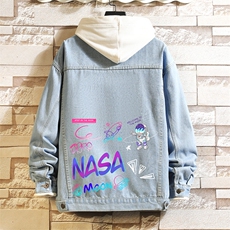 牛仔夹克男大码牛仔外套男茄克NJ77186-P60加绒款-P75NASA，男装夹克，电商A040A