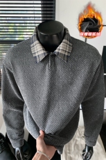 现货500g重磅雪尼尔粗花保暖银狐绒大码上衣T5075J加绒-特P40控78，男装T恤，电商A001-1