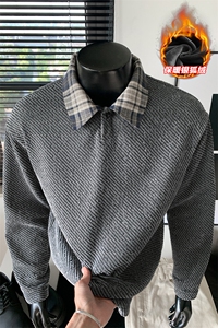 现货500g重磅雪尼尔粗花保暖银狐绒大码上衣T5075J加绒-特P40控78图片