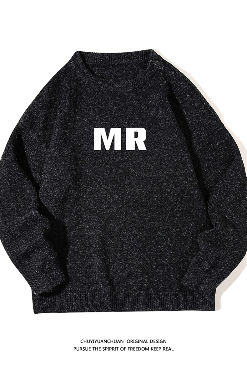 加厚加绒毛衣男大码毛线衣男针织衫M19253-P45加绒款-P65白底,男装针织衫/毛衣,电商A040A