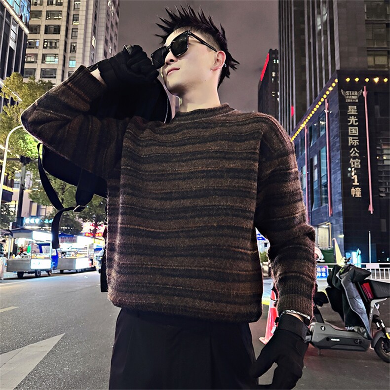 LV310/P98控138美式冬季条纹情侣款男士针织衫毛衣打底线衣首2，男装T恤，星座305B