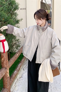 率性简约风毛绒拼接羽绒服女2025冬新款休闲气质防风立领羽绒外套图片