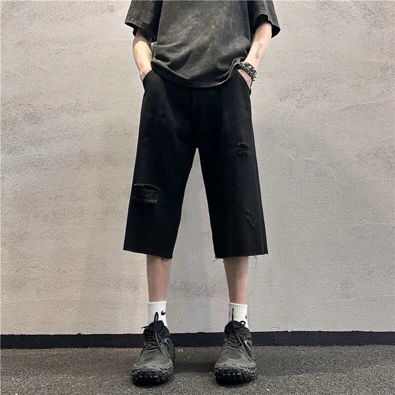 D2053-p45-控68现货风宽松cleanfit牛仔裤七分裤黑暗,男装牛仔裤,星座116