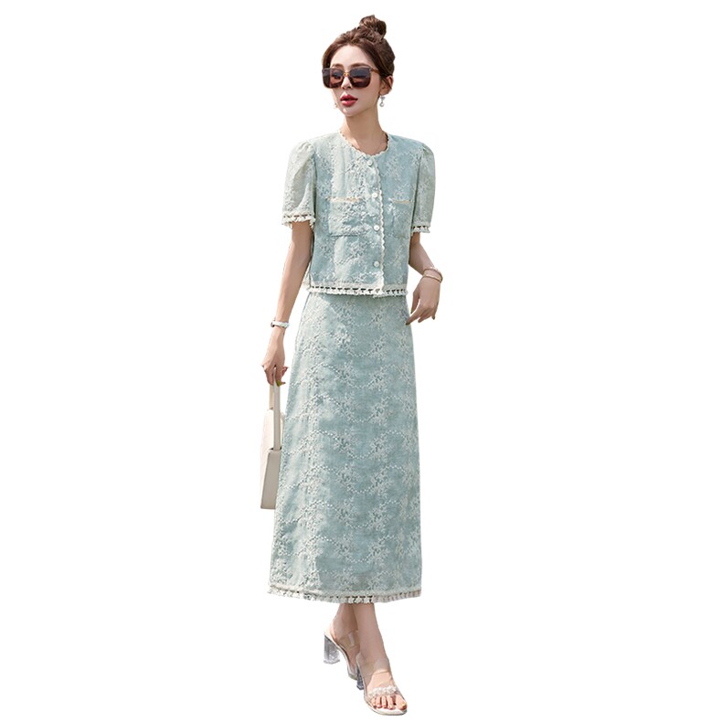 2025夏季新品！洋气甜美花边流苏两件套,女装套装/套裙,自然秀