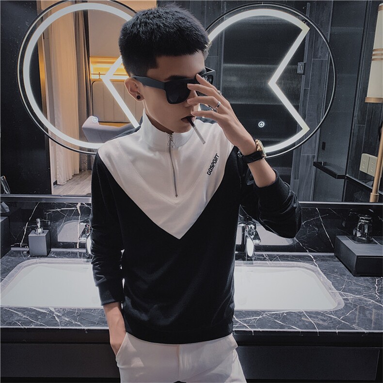 3秋装新款长袖立领卫衣精神社会小伙拼色个性卫衣C301B-WY13，男装卫衣，电商C301B