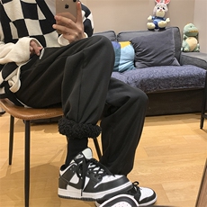 冬季加厚羊羔毛防风束脚贴标休闲裤XZ604-KP47-P55控68，男装休闲裤，星座604