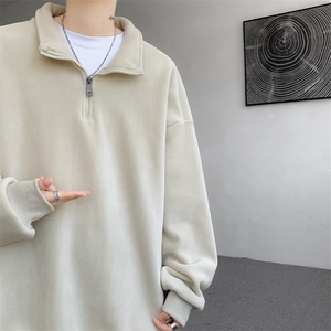M-8XL秋冬半拉链卫衣摇粒绒大码学生复古外套立领上衣WY5105/P58图片