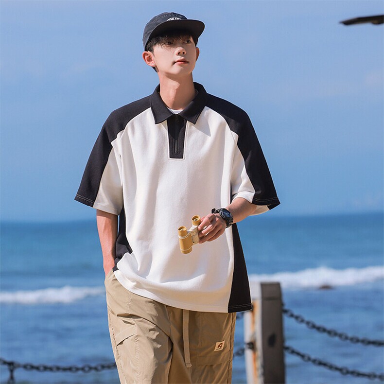 特P35无差价新款时尚夏季拼色POLO衫-POLO01日系相机风1,男装Polo衫,电商A003