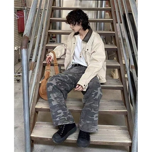 街头痞帅廓形短宽垫肩夹克男春秋季休闲宽松翻领机车外套 JW18图片