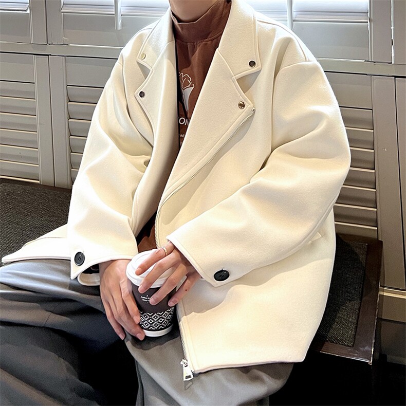 毛呢风衣男2025秋款大衣大码衣领夹克外套A071-F02-P98，男装风衣，电商A071