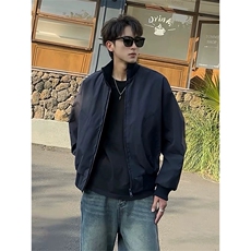 抖音得物美式潮休闲夹克春季立领纯色复古工装加厚棉服外套MF01，男装夹克，电商A443
