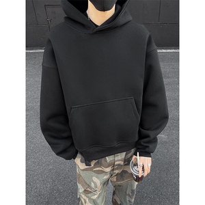 现货 短宽纯色连帽boxy版型460克重磅卫衣 特P48 WY88421,男装卫衣,电商A421,胶州市雪奥服装加工厂