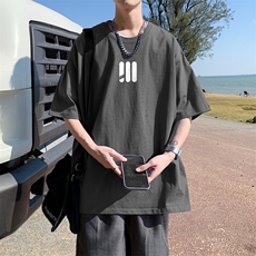 T8433P25重磅230G潮牌t恤男短袖2025夏季新款纯棉落肩袖半袖上衣，男装T恤，星座510A-5