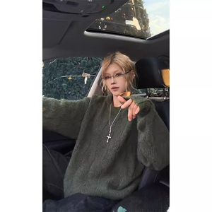 有货DMYZ19-特批55毛混纺圆领毛衣男女冬季麻绞花针织衫图片