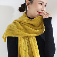 2025时尚百搭通勤简约休闲树叶镂空长围巾，围巾，思琳羊绒