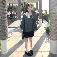 春款现货蕾丝钩复古花毛织木耳边韩式短外套2C239-H50-P160K258，女装短外套，2C239