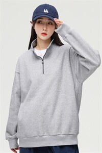 秋季新款基础纯色潮流宽松半高领休闲卫衣情侣款A305-EY-3617-P65图片