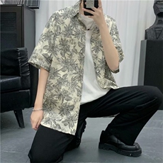 夏季薄款短袖衬衫男ins网红港风日系潮牌痞帅宽松花上衣CS31-P32，男装衬衫，星座1008