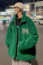 23秋冬港风羊羔毛夹克外套日系潮宽松休闲棒球服棉衣JK30/P100，男装夹克，钱塘713