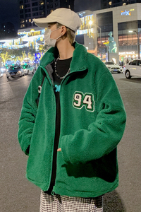 23秋冬 港风羊羔毛夹克外套日系潮宽松休闲棒球服棉衣 JK30/P100图片