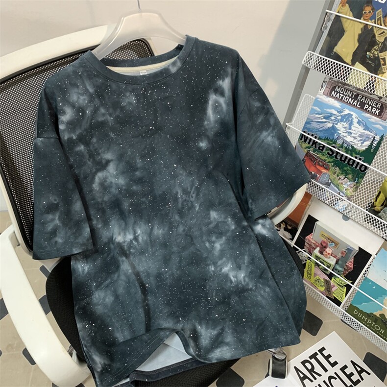 量大优 供视频 纯棉星空满天星短袖t恤男 CP56-特p：28图片