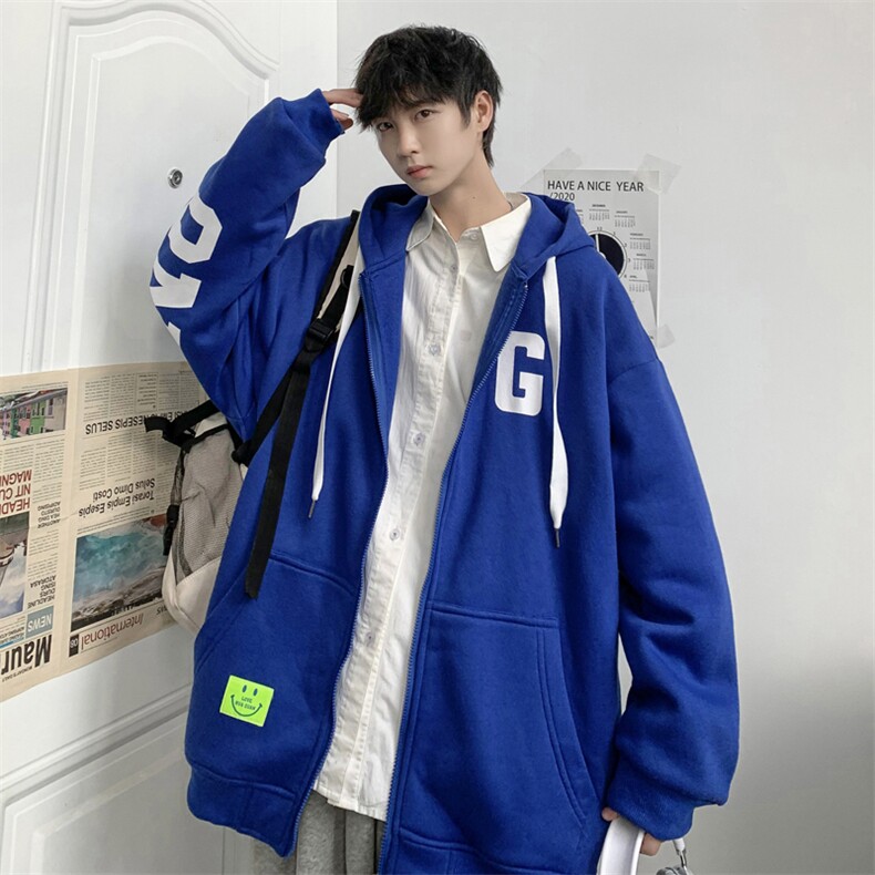 A2018-A18P75宽松潮港风卫衣春秋情侣外套连帽开衫加厚印字母卫衣，男装卫衣，星座1109-2