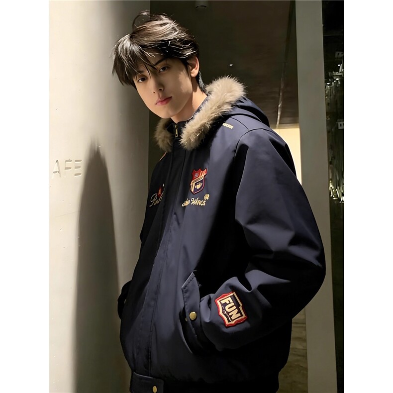 现货美式复古刺绣徽章座山雕棉衣5045特P85,男装棉衣,星座205-3