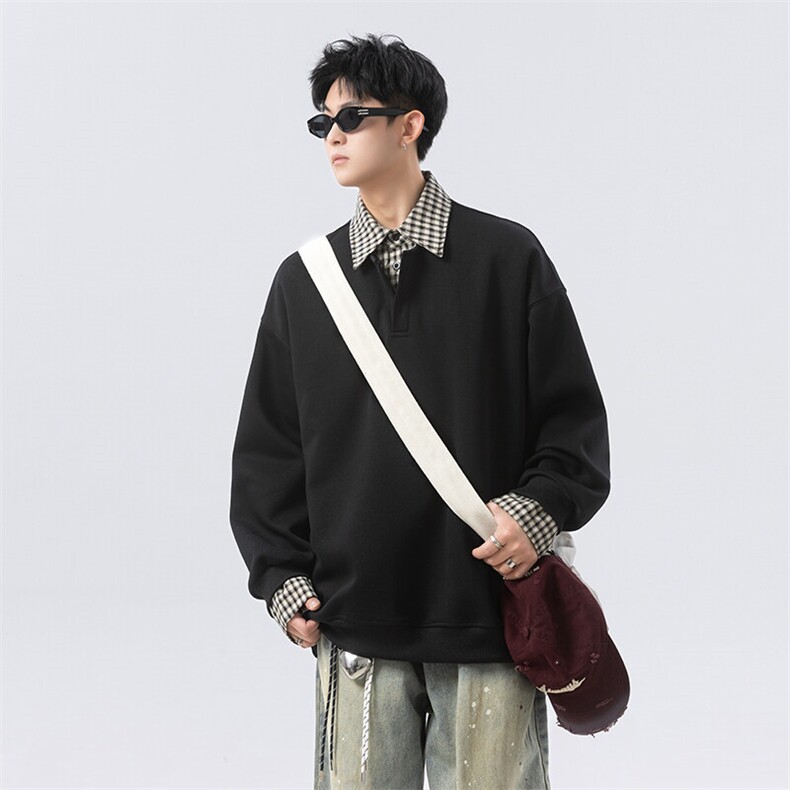 学院风polo领假两件卫衣男cp136-特p55,男装卫衣,电商B371