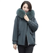 时尚潮流女装棉服冬季保暖短款外套显瘦修身大毛领棉衣,萱喆女装搭配时尚图片