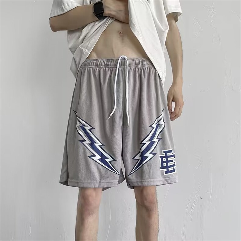 美式篮球运动小短裤闪电印花男不过膝四分裤子D1066P25,男装休闲裤,星座1116-2