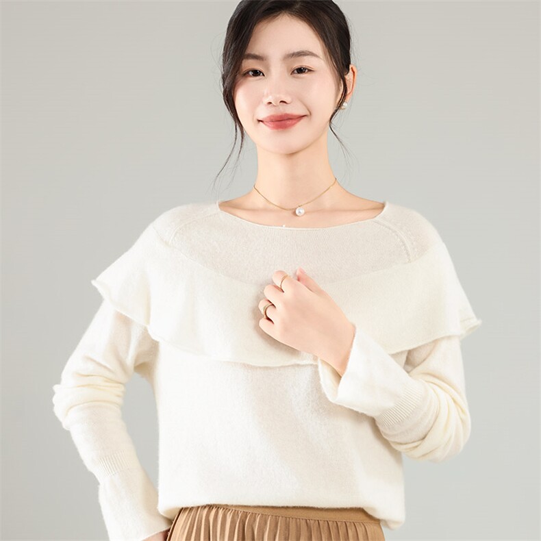 35%羊绒衫秋冬季新款舒适时尚百搭女式宽松长袖打底毛衣,女装羊绒衫,琳尚羊绒