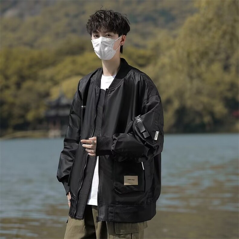 日系美式飞行员夹克男春秋季宽松工装棒球服潮牌ins百搭情侣外套,男装夹克,星座716-2