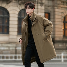 2025新款冬季中长款纯色连帽风衣羽绒服075P510，男装风衣，电商A355（原A415）
