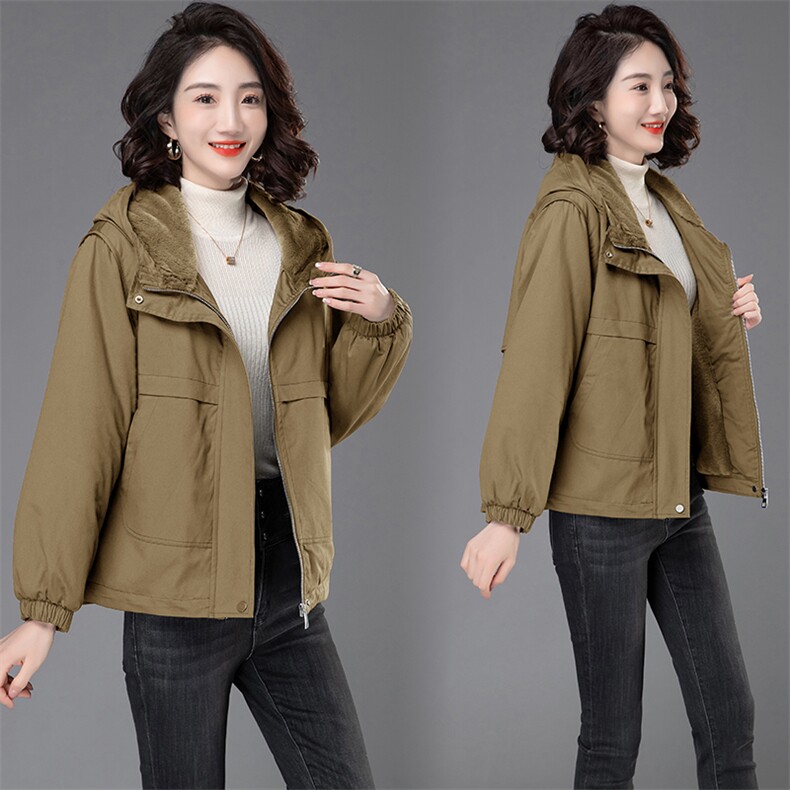 时尚女装派克服水洗棉加绒加厚休闲外套，女装派克服，曼沙奕珂