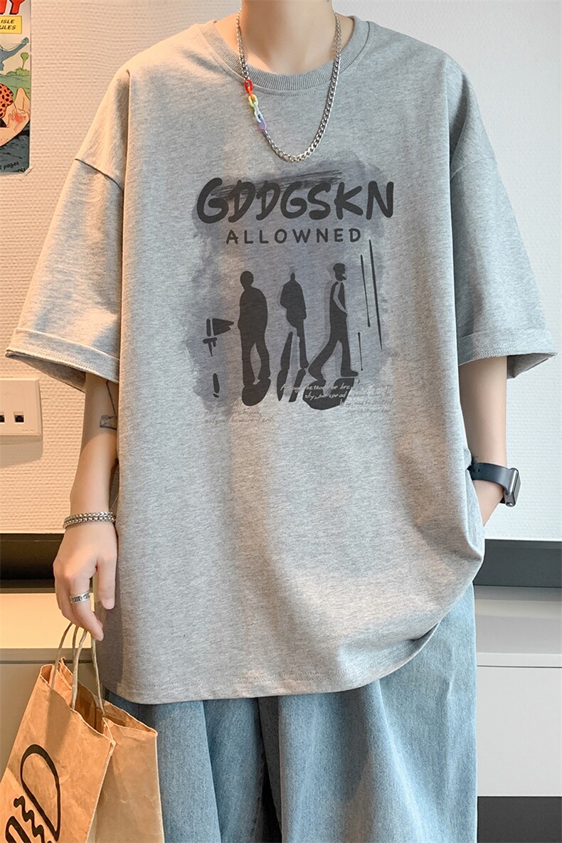 已注册/夏季内景纯棉复古印花短袖T恤男潮宽松打底衫DT00084/P25,男装T恤,电商B316