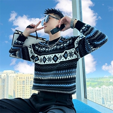 AM311/P78控108秋冬季社会小伙休闲保暖百搭民族风打底毛衣男黑首，男装T恤，星座305B-1