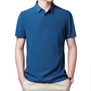夏季新款冰丝短袖t恤男士中年半袖polo衫商务休闲潮爸爸上衣服图片