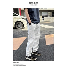 白色裤子男2025新款九分破洞牛仔裤男春季韩版潮流修身弹力小脚裤，男装休闲裤，星座506A