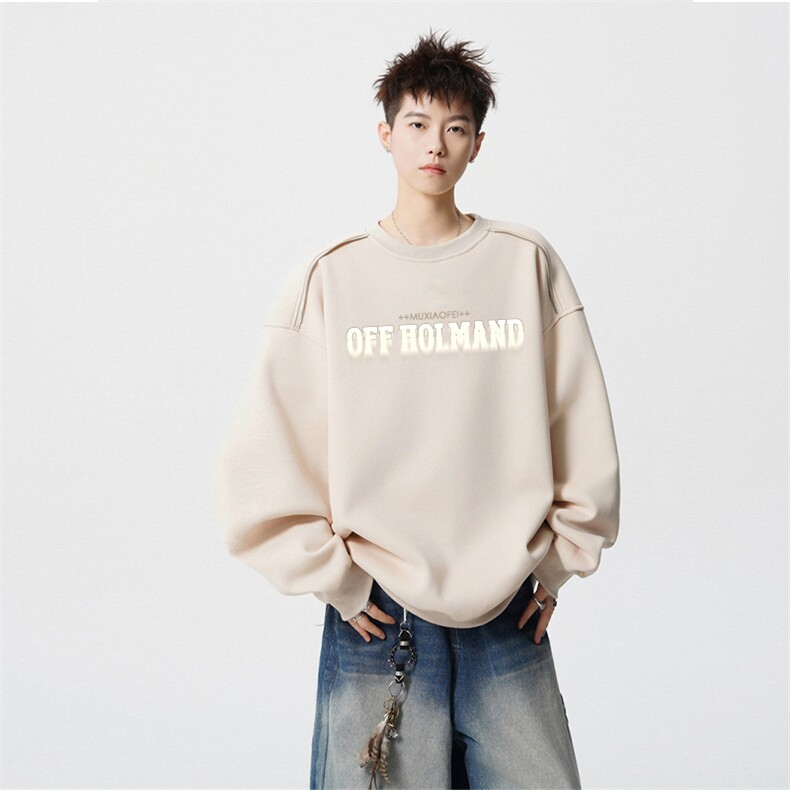 得物供货、重磅420克现货圆领卫衣宽松HD019-1-WY2675LL-P35,男装卫衣,电商019-1