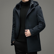 中年男防寒可拆卸水貂毛领外套可摘帽羽绒服男外套MYYL8872-P420，男装羽绒服，电商B212（原钱塘6029）