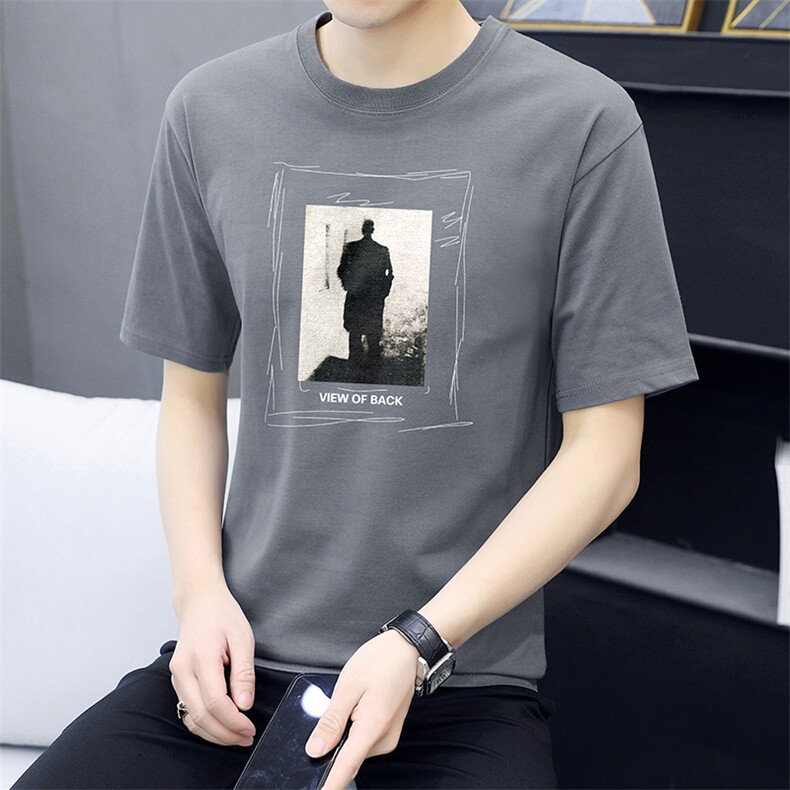 夏季新款男士100%棉印花圆领休闲短袖T恤XZ313B-2T1132，男装T恤，星座313B-2