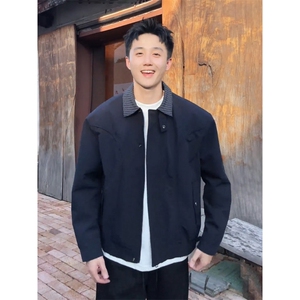 网图现货 秋季拼接撞色翻领意式夹克外套立体裁剪外套夹克男 P58图片