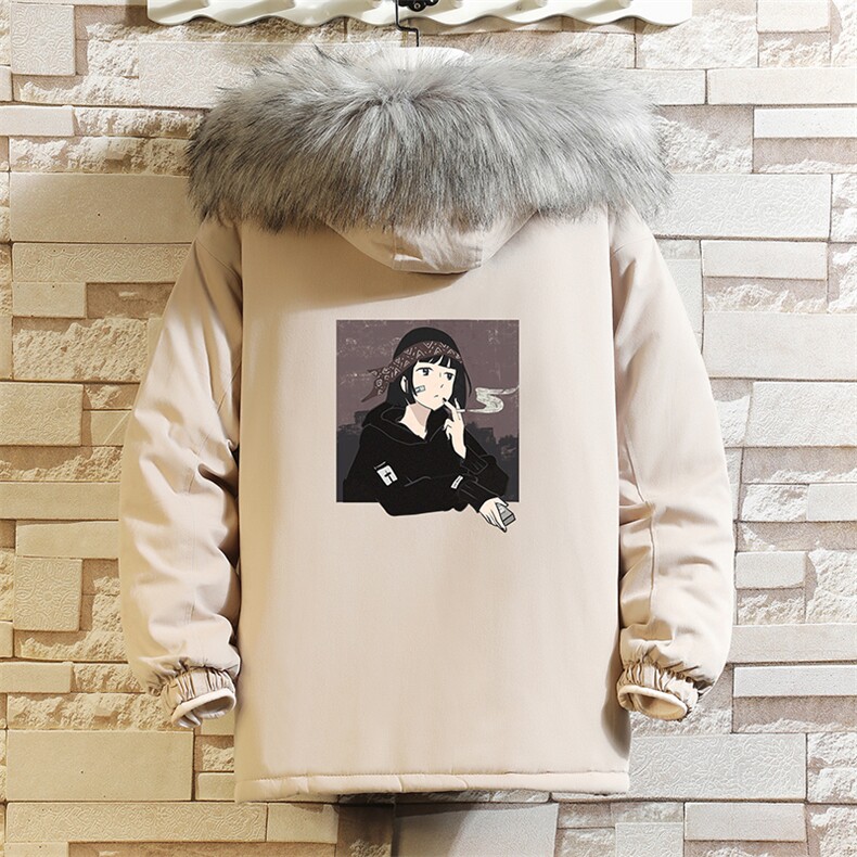 MM48122-P130 冬季大毛领衣男士大码加厚袄男服 砖墙图片