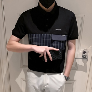 黑色2023社会小伙修身绣花短袖polo衫男士短袖T恤PL802-P58控价78图片