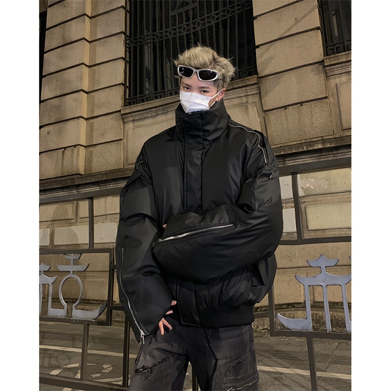 405A美式高街个性金属设计短款pu皮面包服MY24918-P155控188，男装棉衣，星座405A