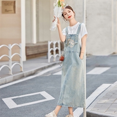 夏季牛仔背带裙套装女2025夏装新款连衣裙洋气减龄时尚两件套裙子，女装套装/套裙，慧尚依恋