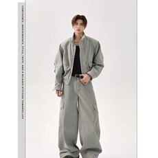 立领工装牛仔外套男春秋高级感宽松百搭休闲飞行员夹克HH48P100，男装工装外套，星座1013-5