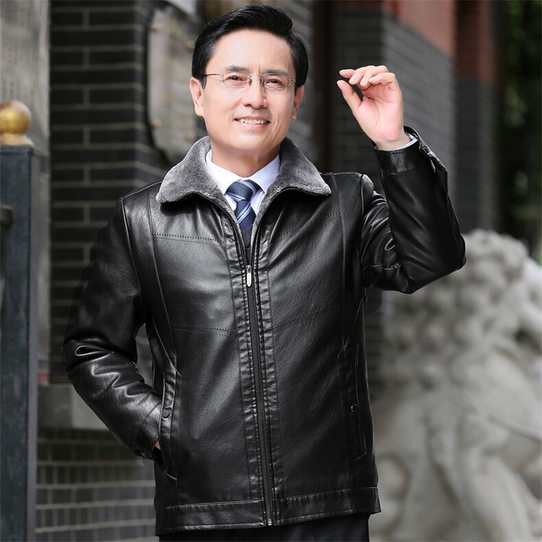 8807/中老年皮衣男爸爸冬季加绒加厚皮夹克休闲商务保暖外套,男装皮衣,星座1216（原钱塘722）